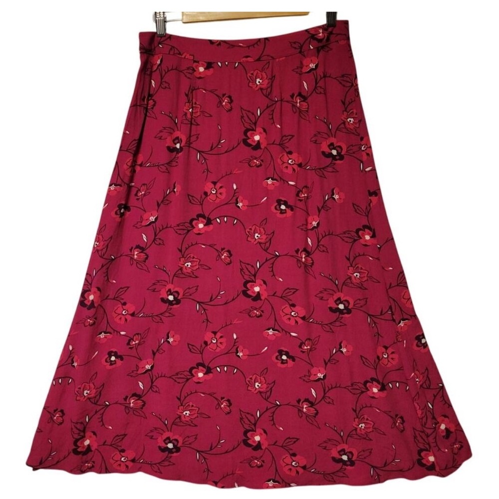 Ann Taylor Factory Pink Floral Midi Skirt
